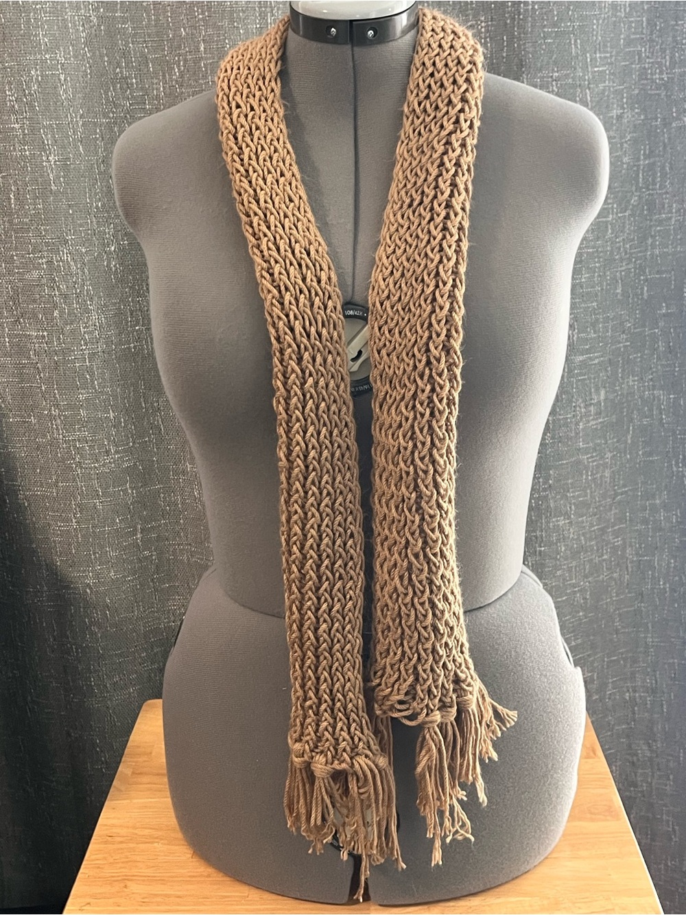 Brown Knit Fringe Scarf - Women's Accessory